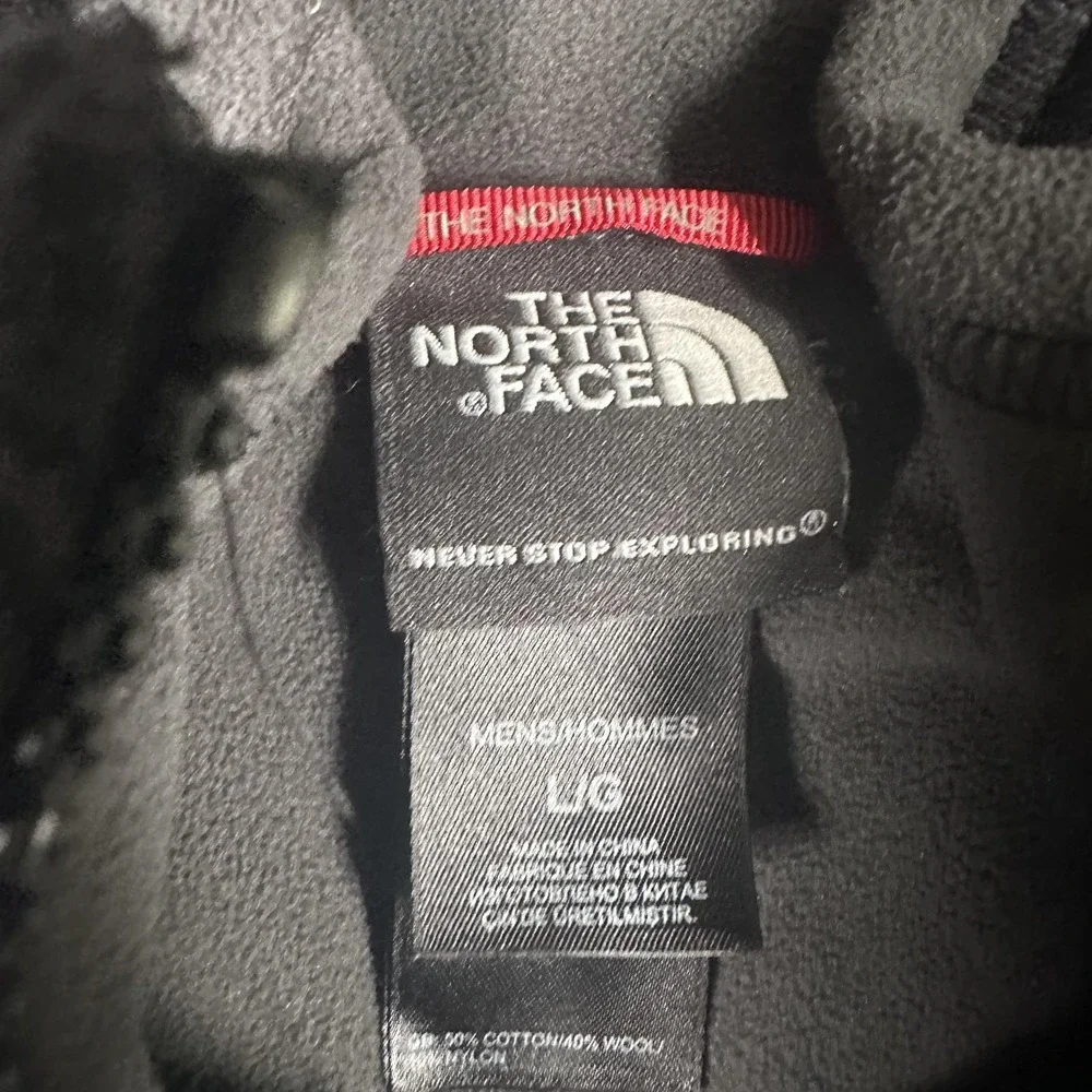 The North Face Sweater Mens Large Gray Cotton Wool 1/4 Zip Mock Neck Pullover‎